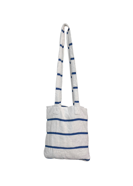 TOALLA BOLSO DE PLAYA CON RAYAS AZULES 550 GSM